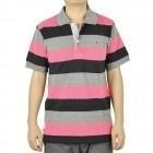 Poló Stripe Cinza + Deep Pink