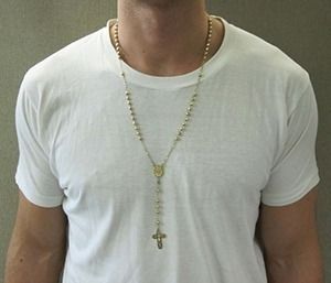 Terço Masculino / Estilo Gargantilha / Folheada Ouro 18k